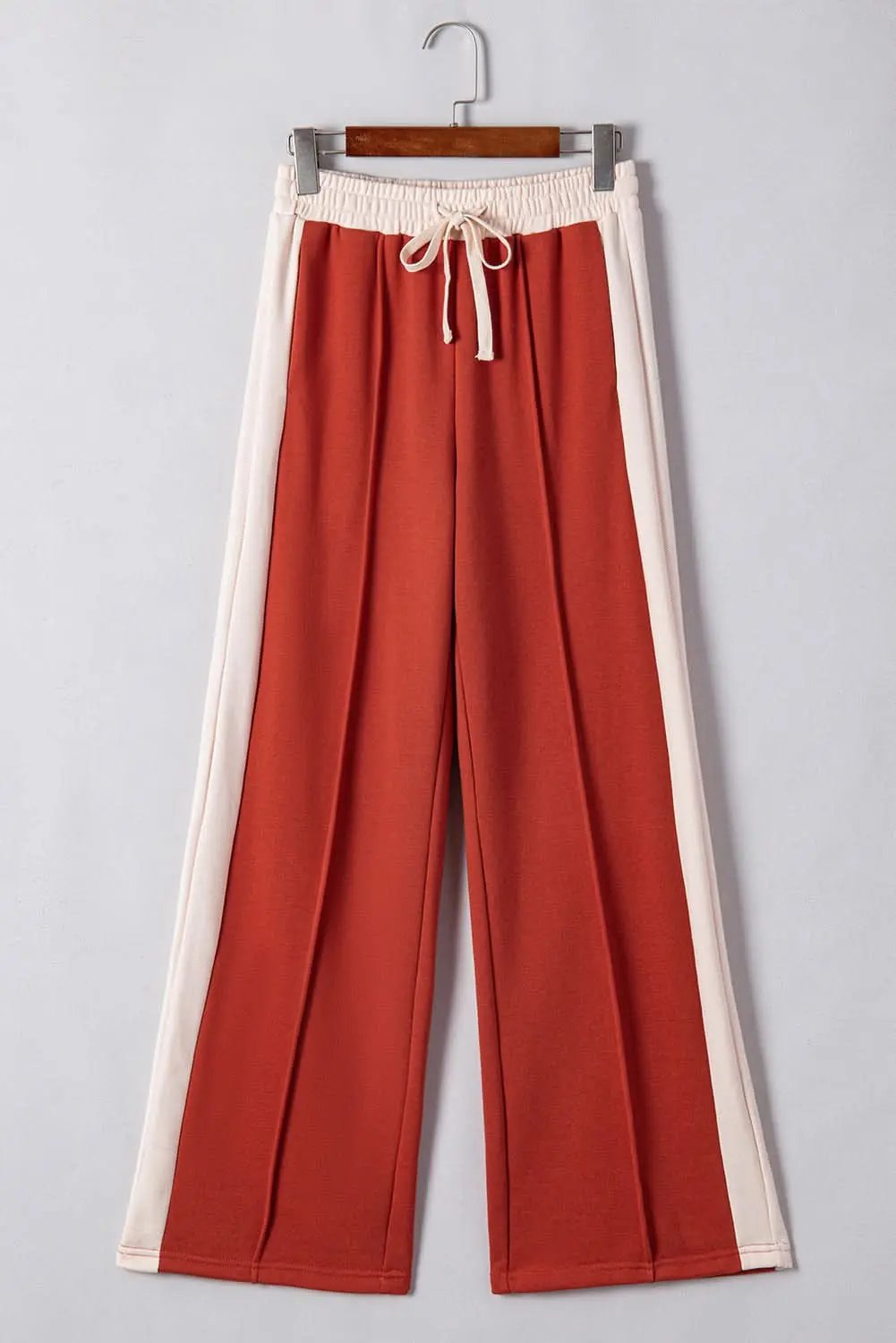 Flamingo Color Block Drawstring High Waist Wide Leg Pants - Love Salve